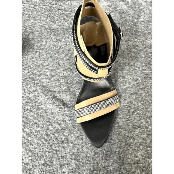 Marc Fisher LTD Black Rhinestone Strappy Stiletto Heels Size 8.5M Glam - Picture 3 of 11